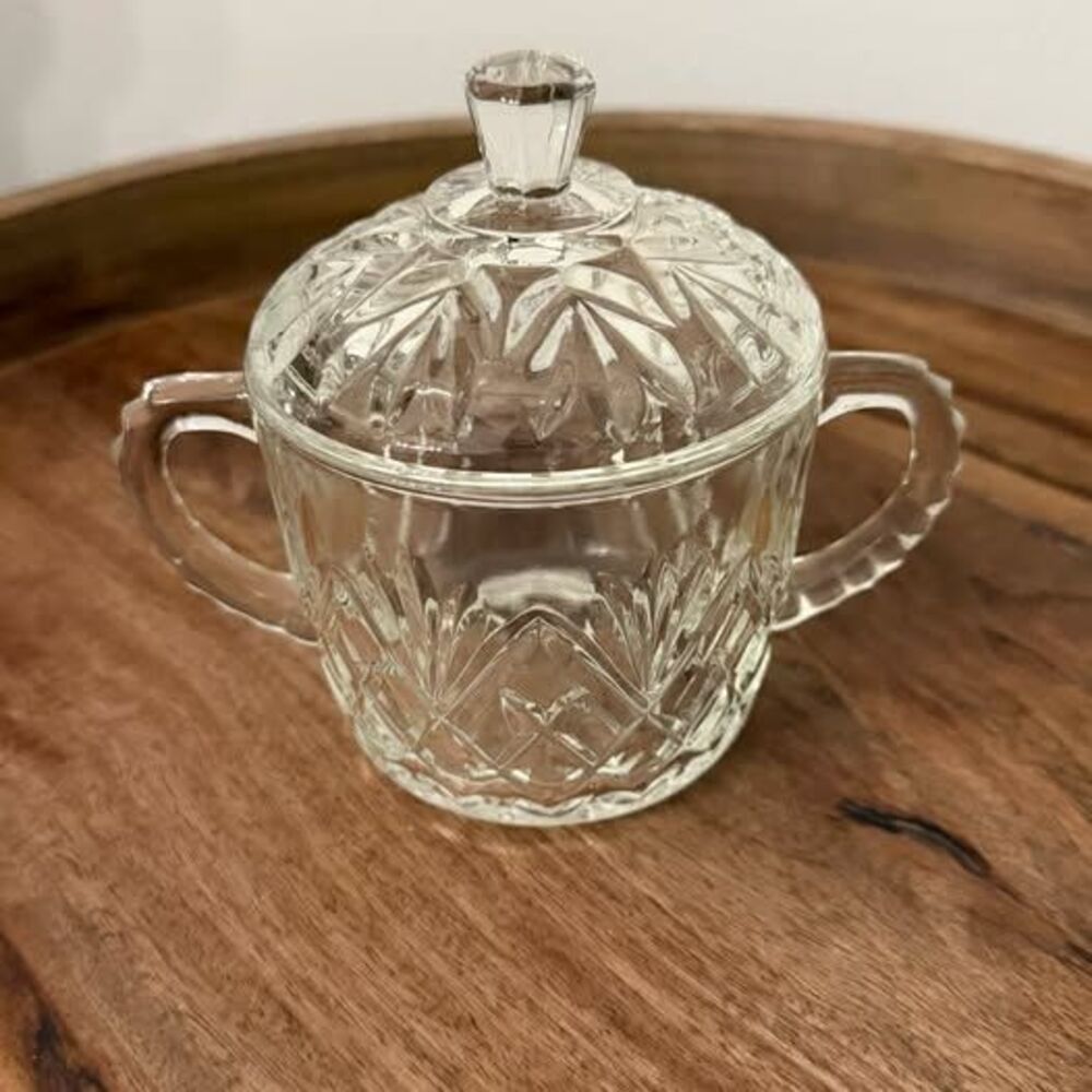 Vintage Pressed Glass Lidded Sugar Bowl